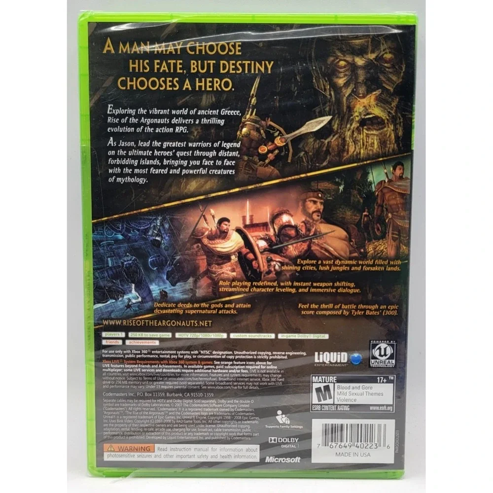 Rise of‎ the Argonauts (Microsoft Xbox 360, 2008) FACTORY SEALED NEW